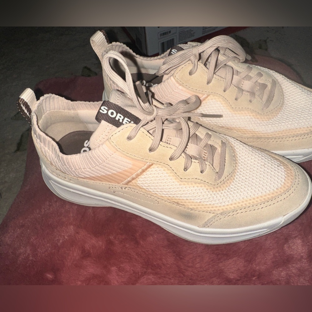 Womens Sorel ONA 503 White Knit Suede Casual Athletic Sneakers Shoes Size 7